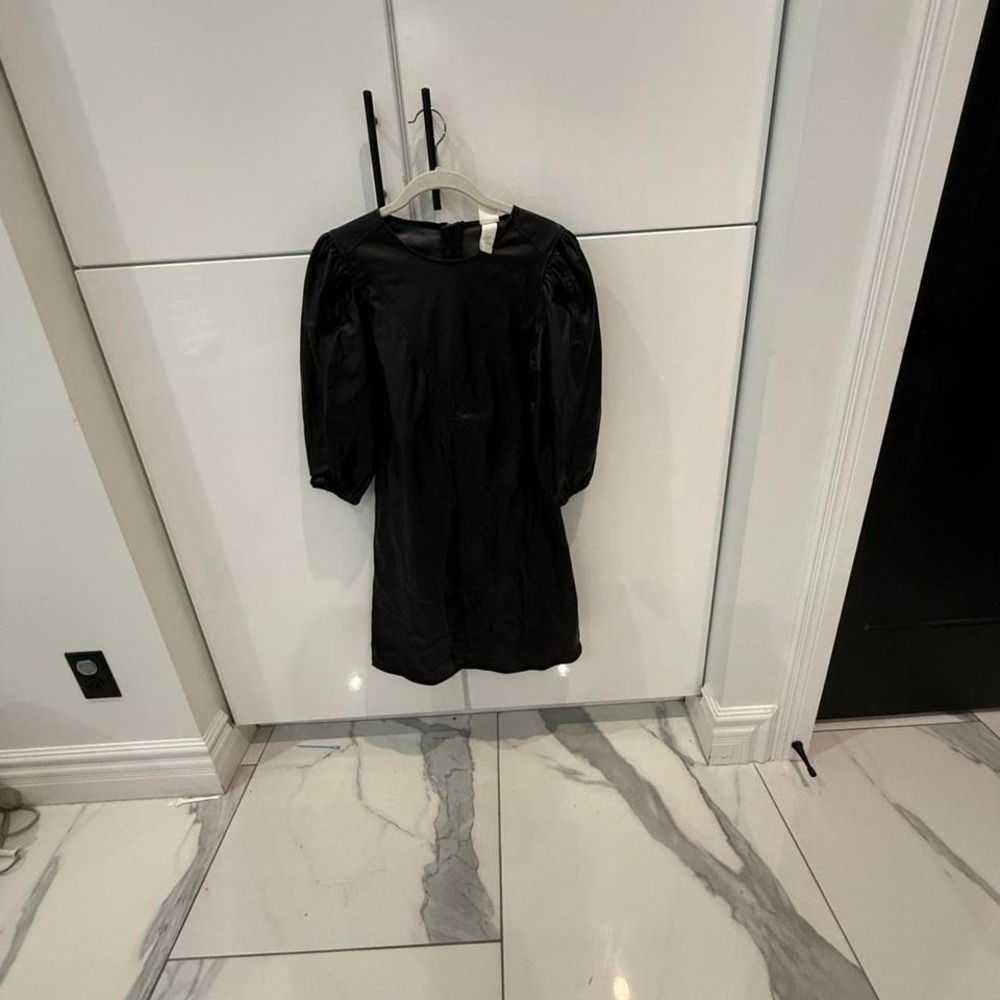 Women's 100%‎ Faux leather black dress midi dress